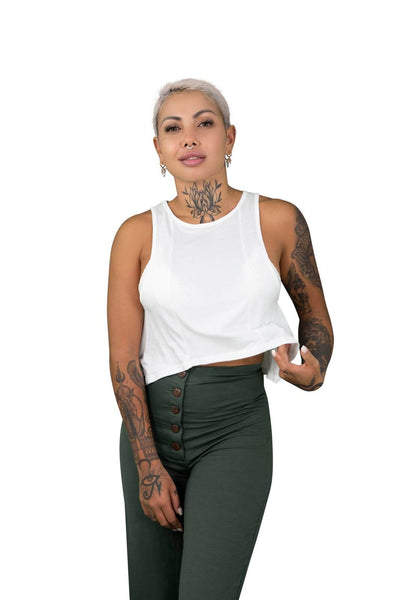 White tank top crop top by Ekoluxe best sustainable fashion brands
