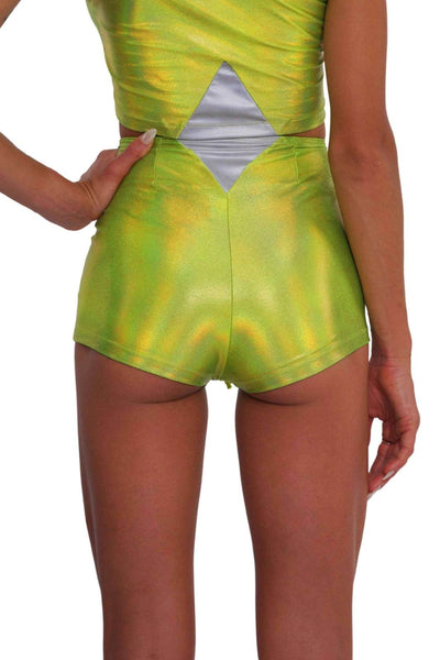 Neon Green High Waist Lace Up Shorts from Love Khaos
