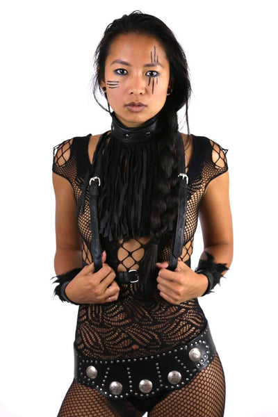 leather harness women by Love Khaos festival clothing brand
